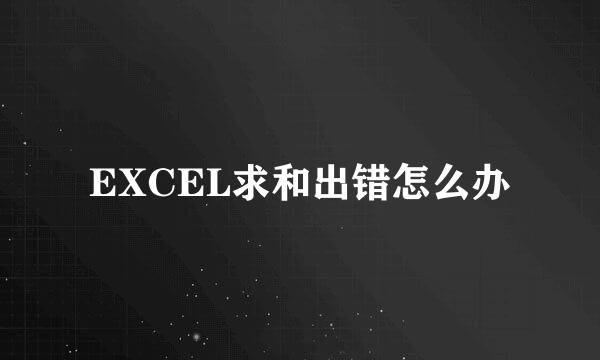 EXCEL求和出错怎么办