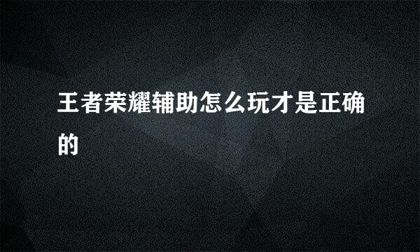 王者荣耀辅助怎么玩才是正确的