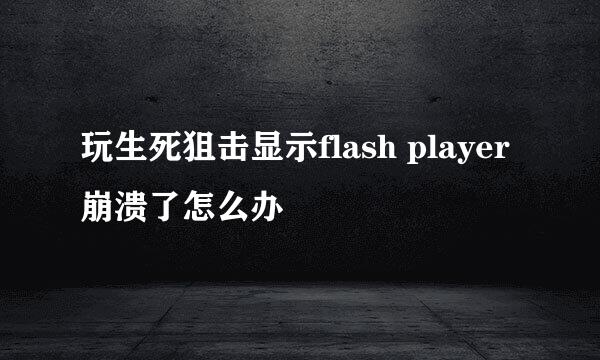 玩生死狙击显示flash player崩溃了怎么办