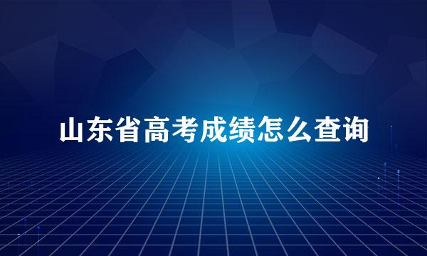 山东省高考成绩怎么查询