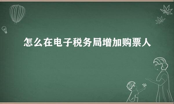 怎么在电子税务局增加购票人