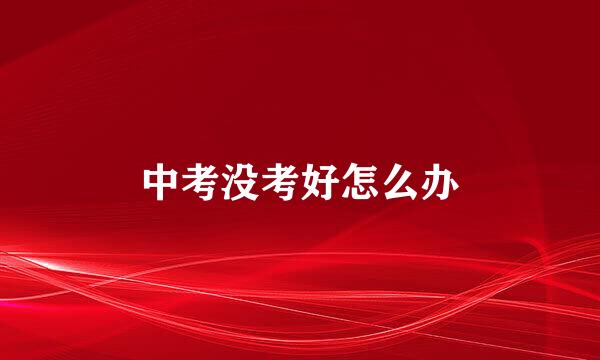 中考没考好怎么办