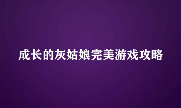 成长的灰姑娘完美游戏攻略