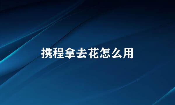 携程拿去花怎么用