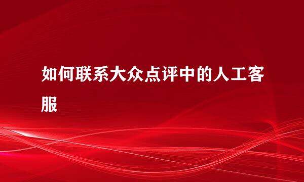 如何联系大众点评中的人工客服
