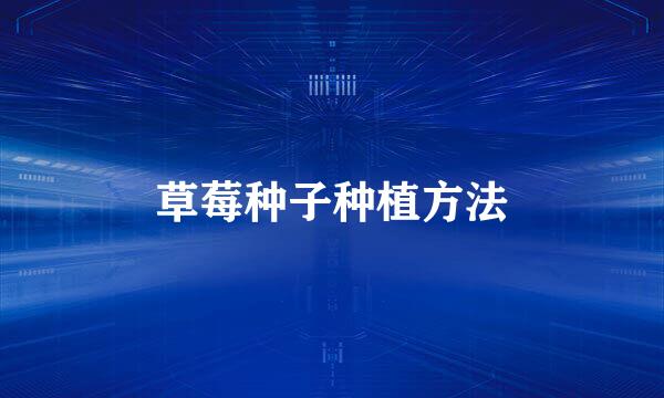 草莓种子种植方法