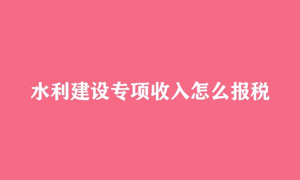 水利建设专项收入怎么报税