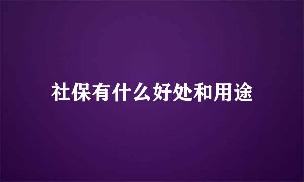 社保有什么好处和用途