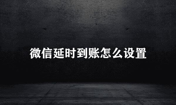 微信延时到账怎么设置