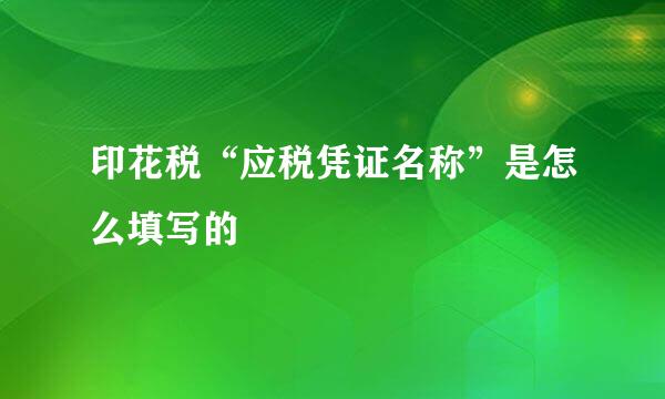 印花税“应税凭证名称”是怎么填写的