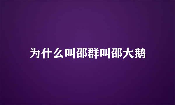 为什么叫邵群叫邵大鹅