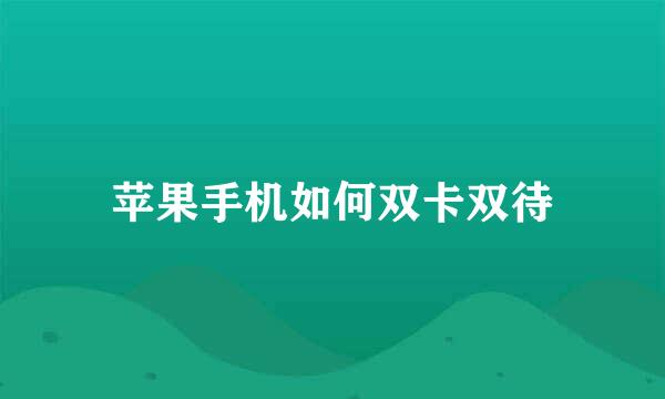苹果手机如何双卡双待