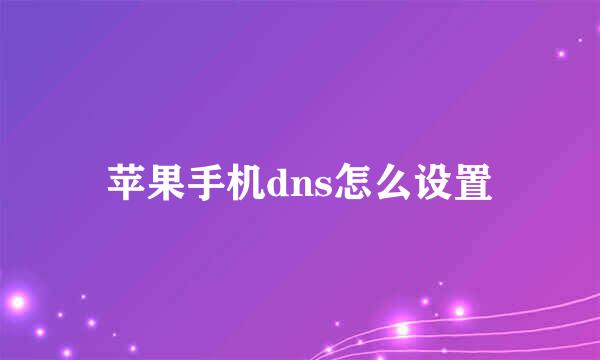 苹果手机dns怎么设置
