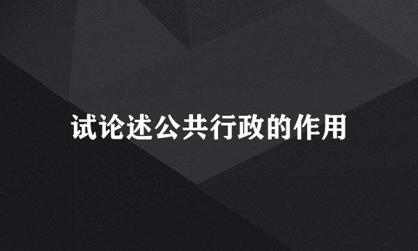 试论述公共行政的作用