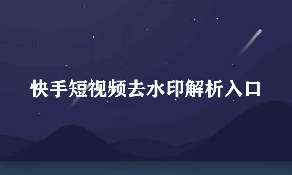 快手短视频去水印解析入口