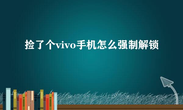 捡了个vivo手机怎么强制解锁