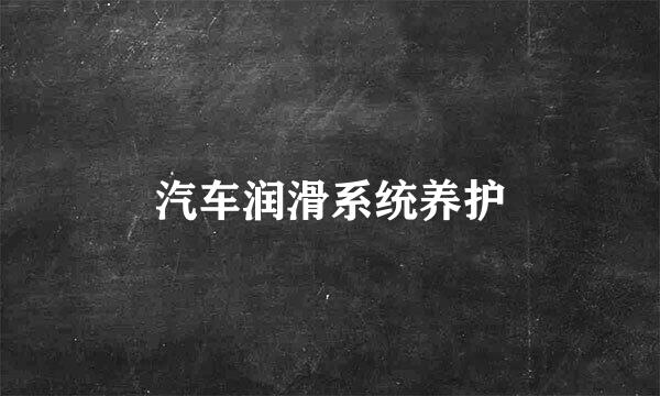 汽车润滑系统养护