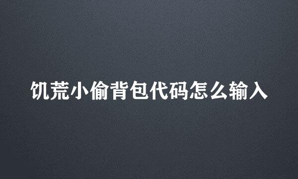 饥荒小偷背包代码怎么输入