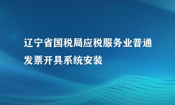辽宁省国税局应税服务业普通发票开具系统安装