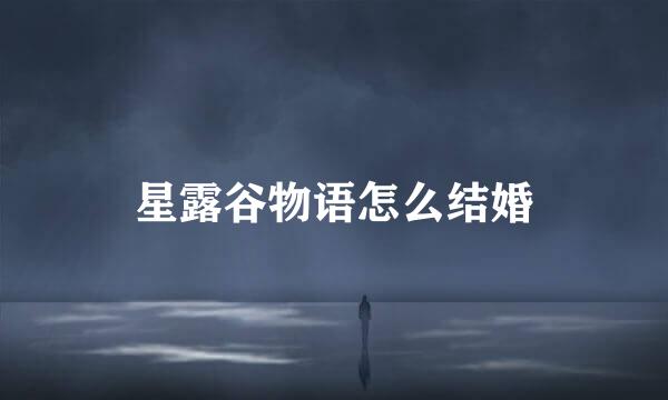 星露谷物语怎么结婚