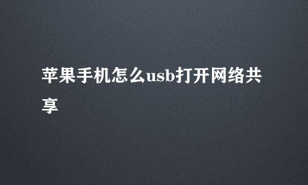 苹果手机怎么usb打开网络共享