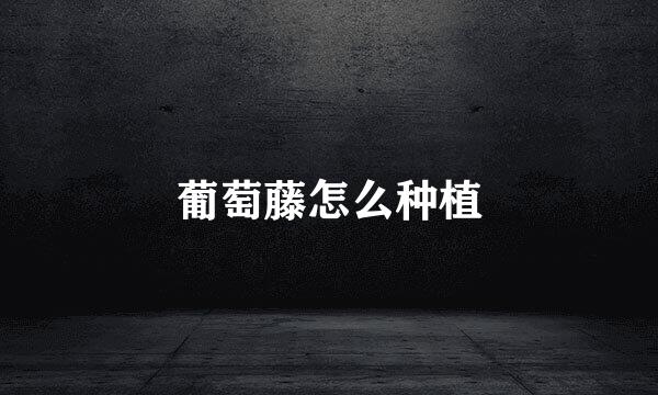葡萄藤怎么种植