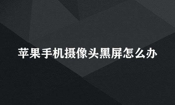 苹果手机摄像头黑屏怎么办