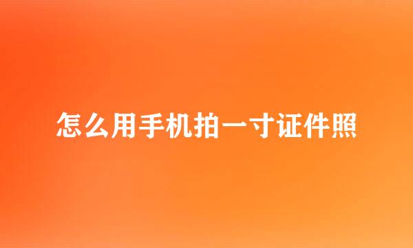 怎么用手机拍一寸证件照