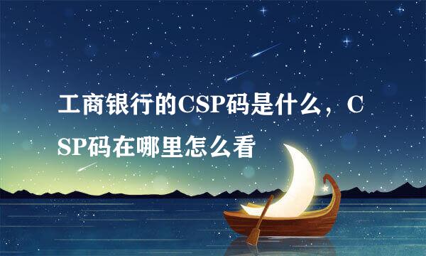 工商银行的CSP码是什么，CSP码在哪里怎么看