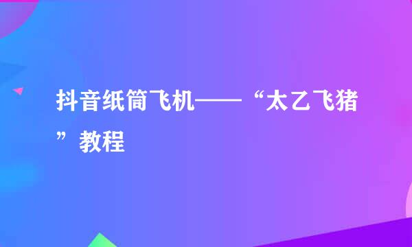 抖音纸筒飞机——“太乙飞猪”教程