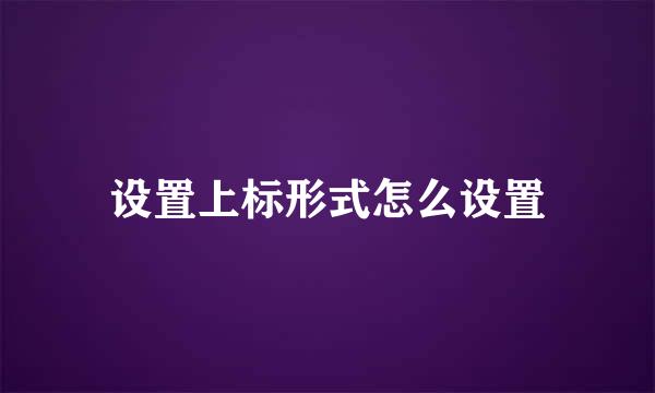 设置上标形式怎么设置