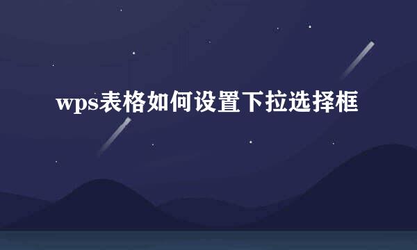 wps表格如何设置下拉选择框
