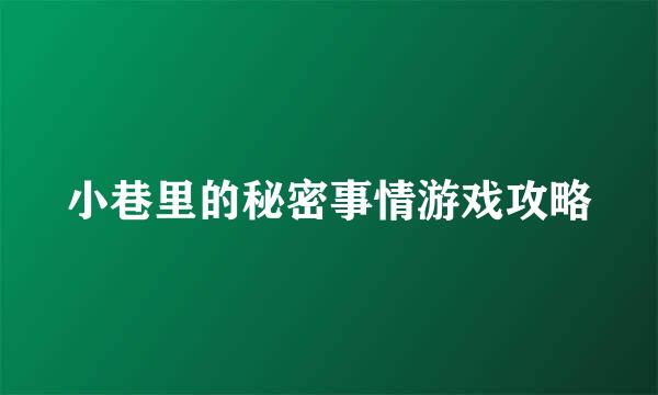 小巷里的秘密事情游戏攻略