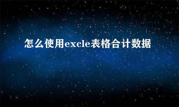 怎么使用excle表格合计数据