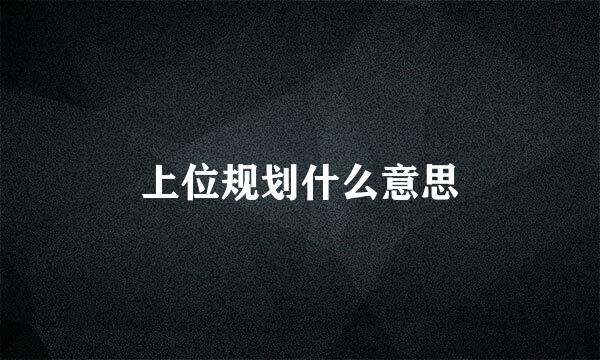 上位规划什么意思