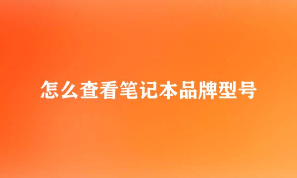 怎么查看笔记本品牌型号