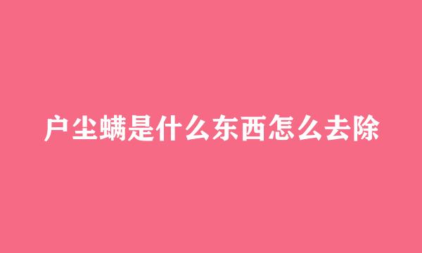 户尘螨是什么东西怎么去除