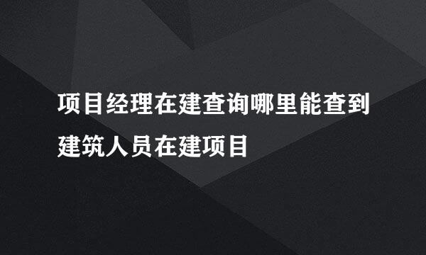 项目经理在建查询哪里能查到建筑人员在建项目