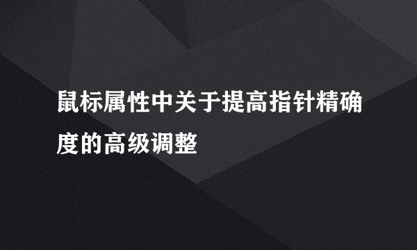 鼠标属性中关于提高指针精确度的高级调整