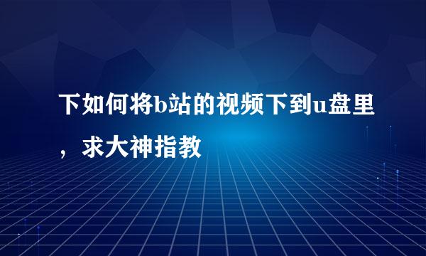 下如何将b站的视频下到u盘里，求大神指教