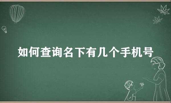 如何查询名下有几个手机号