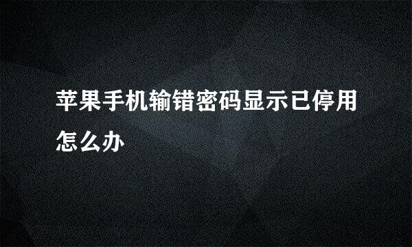 苹果手机输错密码显示已停用怎么办