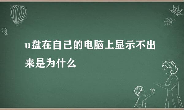 u盘在自己的电脑上显示不出来是为什么