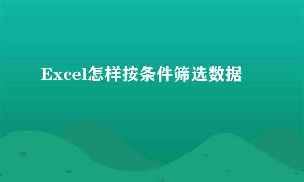 Excel怎样按条件筛选数据