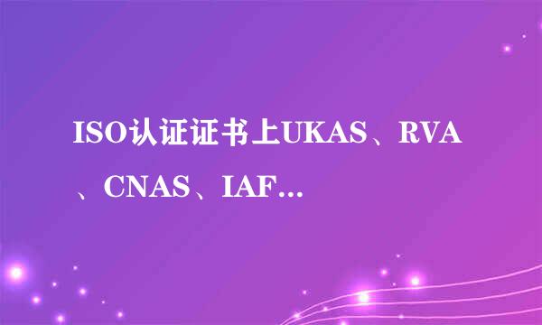 ISO认证证书上UKAS、RVA、CNAS、IAF标志是什么