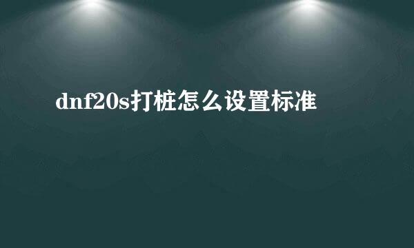dnf20s打桩怎么设置标准