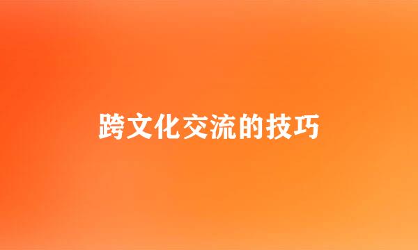 跨文化交流的技巧
