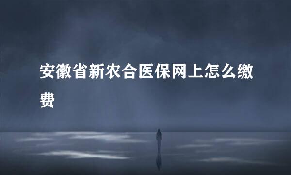 安徽省新农合医保网上怎么缴费
