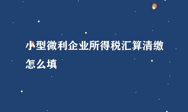 小型微利企业所得税汇算清缴怎么填