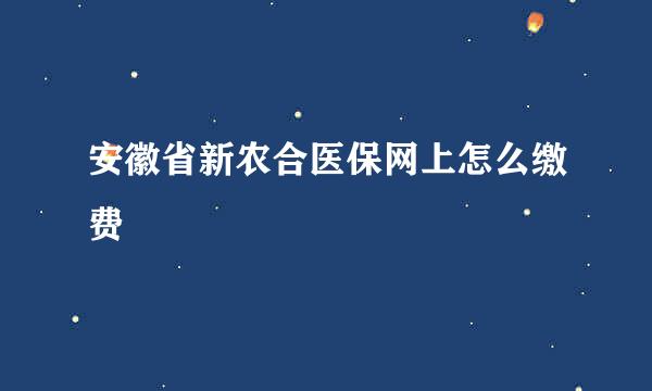 安徽省新农合医保网上怎么缴费